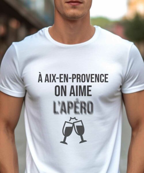 T-Shirt Blanc A Aix-en-Provence on aime l’apéro Pour homme-1