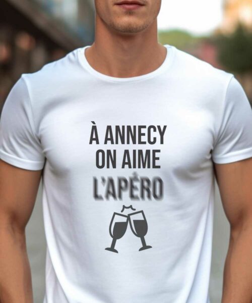 T-Shirt Blanc A Annecy on aime l’apéro Pour homme-1