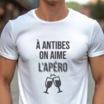 T-Shirt Blanc A Antibes on aime l'apéro Pour homme-1