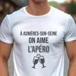 T-Shirt Blanc A Asnières-sur-Seine on aime l'apéro Pour homme-1