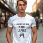 T-Shirt Blanc A Asnières-sur-Seine on aime l'apéro Pour homme-2