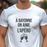 T-Shirt Blanc A Bayonne on aime l'apéro Pour homme-1