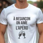 T-Shirt Blanc A Besançon on aime l'apéro Pour homme-1