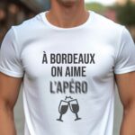 T-Shirt Blanc A Bordeaux on aime l'apéro Pour homme-1
