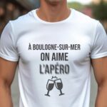 T-Shirt Blanc A Boulogne-sur-Mer on aime l'apéro Pour homme-1