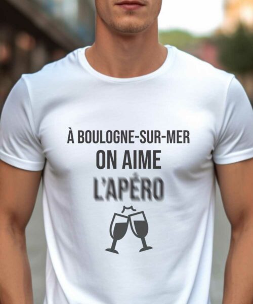 T-Shirt Blanc A Boulogne-sur-Mer on aime l'apéro Pour homme-1