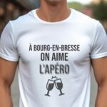 T-Shirt Blanc A Bourg-en-Bresse on aime l'apéro Pour homme-1