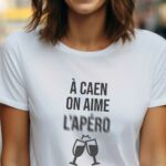 T-Shirt Blanc A Caen on aime l'apéro Pour femme-1