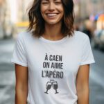 T-Shirt Blanc A Caen on aime l'apéro Pour femme-2