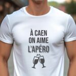 T-Shirt Blanc A Caen on aime l'apéro Pour homme-1