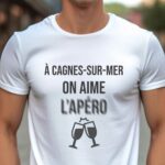 T-Shirt Blanc A Cagnes-sur-Mer on aime l'apéro Pour homme-1