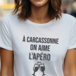 T-Shirt Blanc A Carcassonne on aime l'apéro Pour femme-1