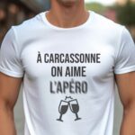 T-Shirt Blanc A Carcassonne on aime l'apéro Pour homme-1