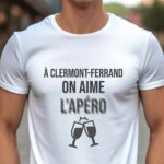 T-Shirt Blanc A Clermont-Ferrand on aime l'apéro Pour homme-1