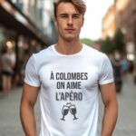 T-Shirt Blanc A Colombes on aime l'apéro Pour homme-2