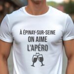 T-Shirt Blanc A Épinay-sur-Seine on aime l'apéro Pour homme-1