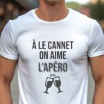 T-Shirt Blanc A Le Cannet on aime l'apéro Pour homme-1