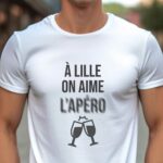 T-Shirt Blanc A Lille on aime l'apéro Pour homme-1