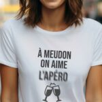 T-Shirt Blanc A Meudon on aime l'apéro Pour femme-1