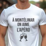 T-Shirt Blanc A Montélimar on aime l'apéro Pour homme-1