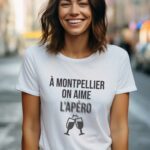 T-Shirt Blanc A Montpellier on aime l'apéro Pour femme-2