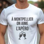 T-Shirt Blanc A Montpellier on aime l'apéro Pour homme-1