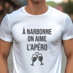 T-Shirt Blanc A Narbonne on aime l'apéro Pour homme-1