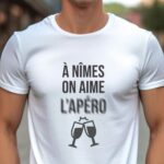 T-Shirt Blanc A Nîmes on aime l'apéro Pour homme-1