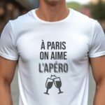 T-Shirt Blanc A Paris on aime l'apéro Pour homme-1