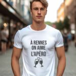 T-Shirt Blanc A Rennes on aime l'apéro Pour homme-2