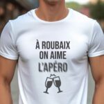 T-Shirt Blanc A Roubaix on aime l'apéro Pour homme-1