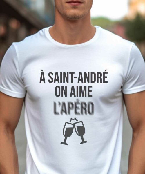 T-Shirt Blanc A Saint-André on aime l’apéro Pour homme-1