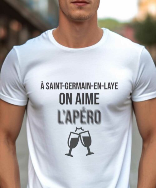 T-Shirt Blanc A Saint-Germain-en-Laye on aime l’apéro Pour homme-1