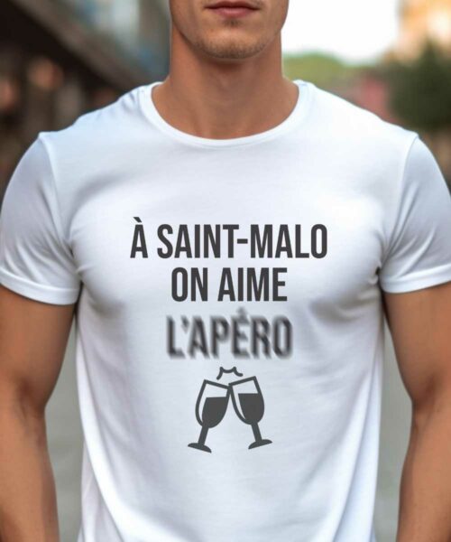 T-Shirt Blanc A Saint-Malo on aime l’apéro Pour homme-1