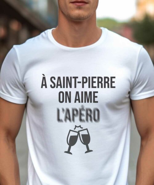 T-Shirt Blanc A Saint-Pierre on aime l’apéro Pour homme-1