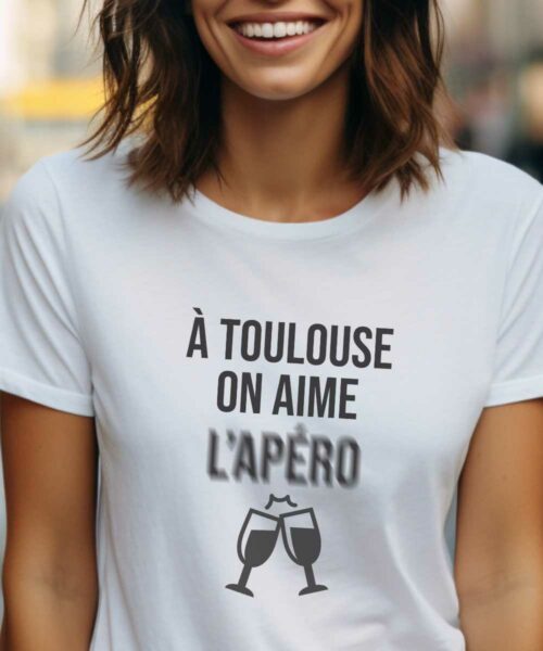 T-Shirt Blanc A Toulouse on aime l’apéro Pour femme-1