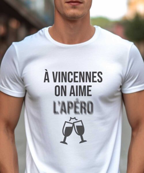 T-Shirt Blanc A Vincennes on aime l’apéro Pour homme-1