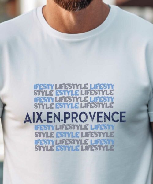 T-Shirt Blanc Aix-en-Provence lifestyle Pour homme-1