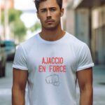 T-Shirt Blanc Ajaccio en force Pour homme-1