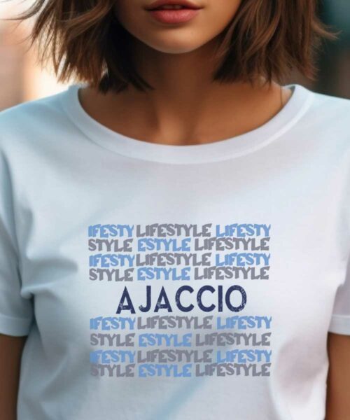 T-Shirt Blanc Ajaccio lifestyle Pour femme-1