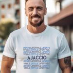 T-Shirt Blanc Ajaccio lifestyle Pour homme-2