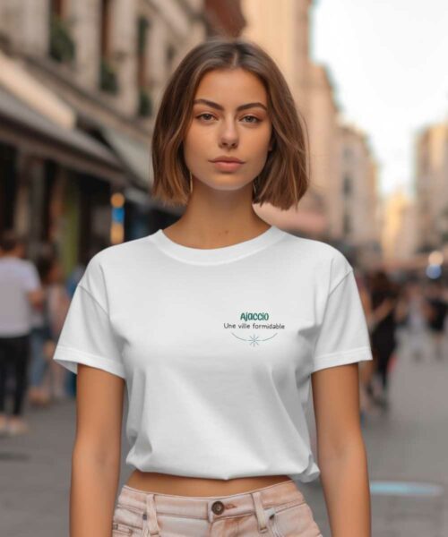 T-Shirt Blanc Ajaccio une ville formidable Pour femme-2