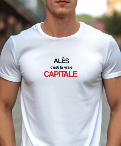T-Shirt Blanc Alès c’est la vraie capitale Pour homme-1