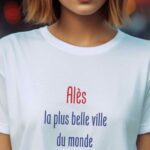 T-Shirt Blanc Alès la plus belle ville du monde Pour femme-1