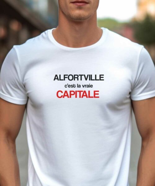 T-Shirt Blanc Alfortville c’est la vraie capitale Pour homme-1