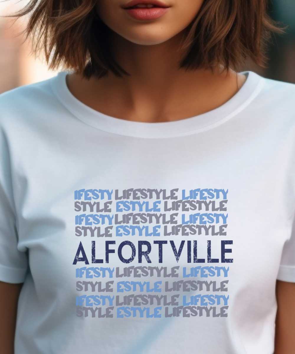 T-Shirt Blanc Alfortville lifestyle Pour femme-1