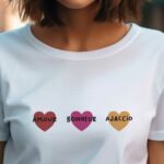 T-Shirt Blanc Amour bonheur Ajaccio Pour femme-1