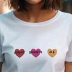 T-Shirt Blanc Amour bonheur Albi Pour femme-1
