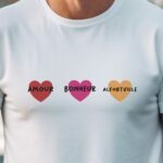 T-Shirt Blanc Amour bonheur Alfortville Pour homme-1