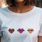 T-Shirt Blanc Amour bonheur Antibes Pour femme-1